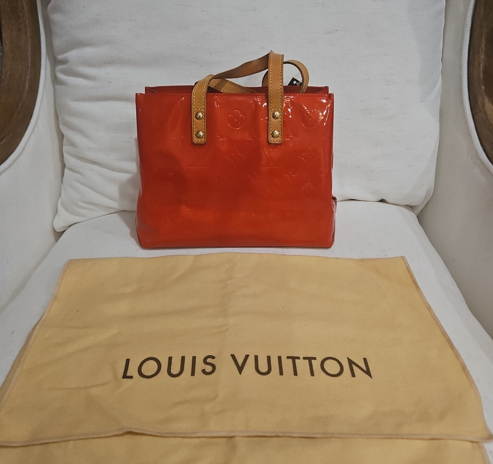 Louis Vuitton Red Patent Tote with Tan Handles
